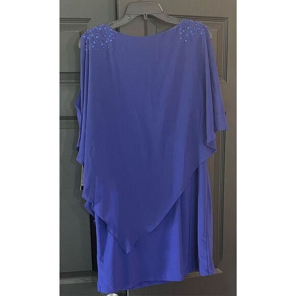 S.L. Fashions Women's Short Chiffon Beaded Capelet Dress - Picture 4 of 8